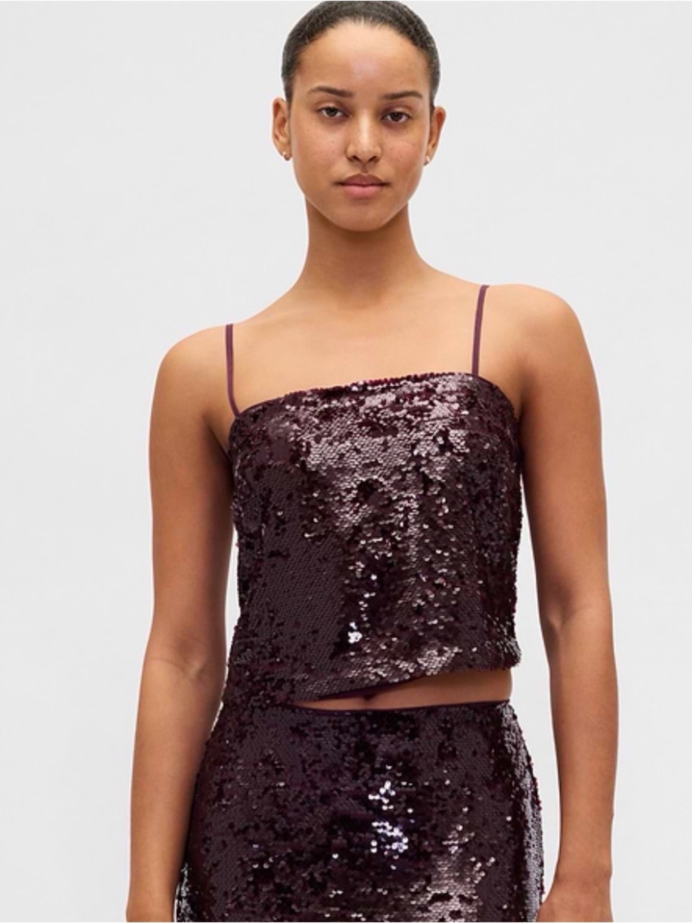 NWT Gap Sequined Crop Top in Deep Plum